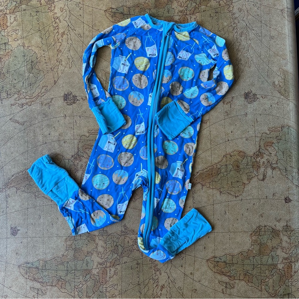Little Sleepies blue milk and cookies zippie size 12/18 months